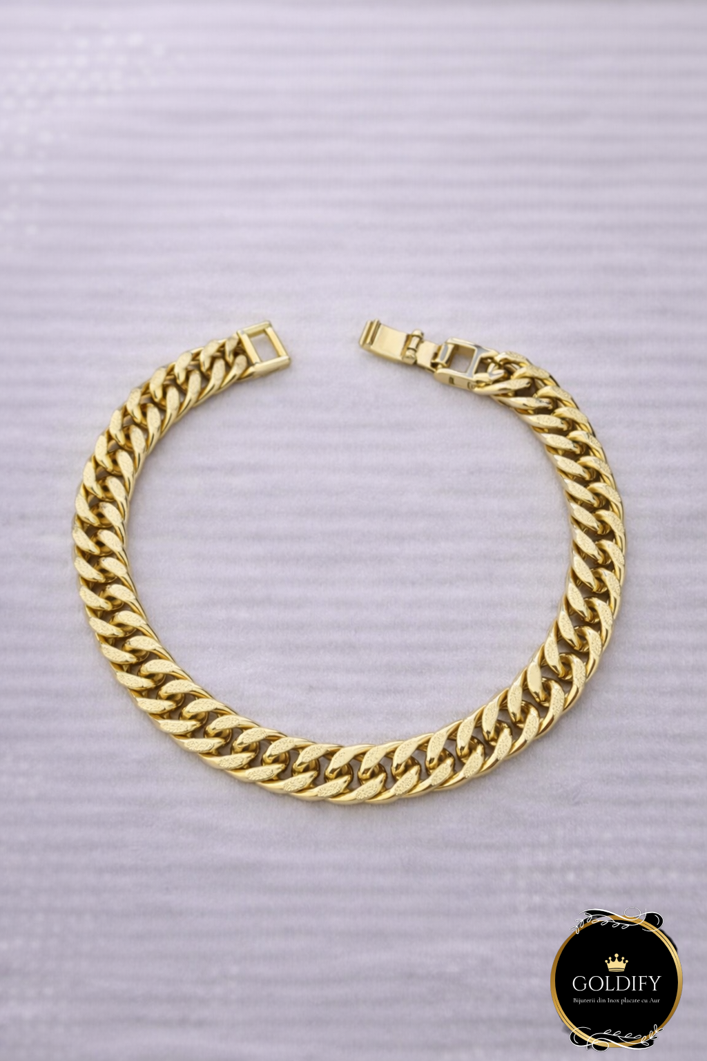Bratara tip Cuban Inox placata cu Aur - B017