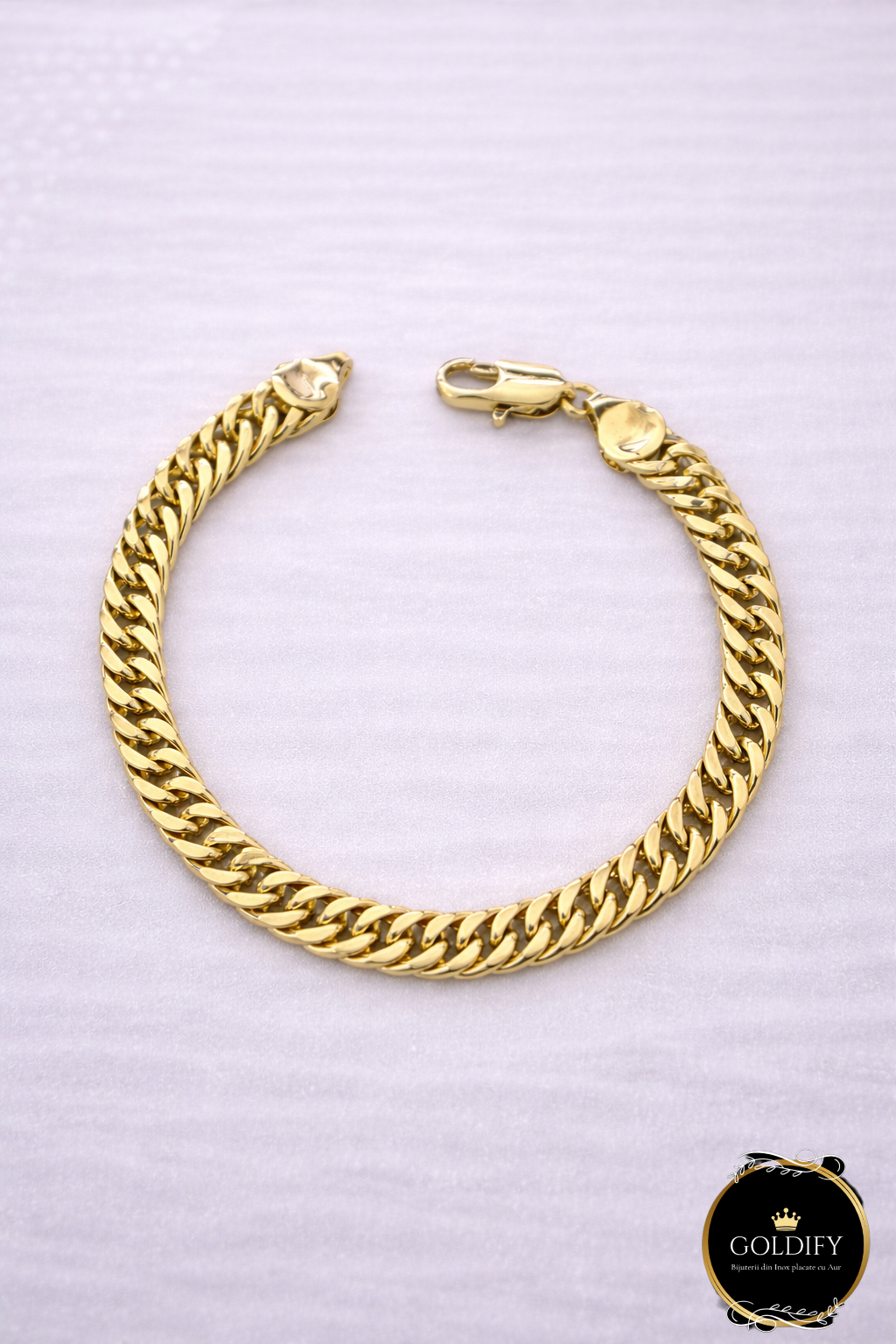 Bratara tip Cuban Inox placata cu Aur - B018