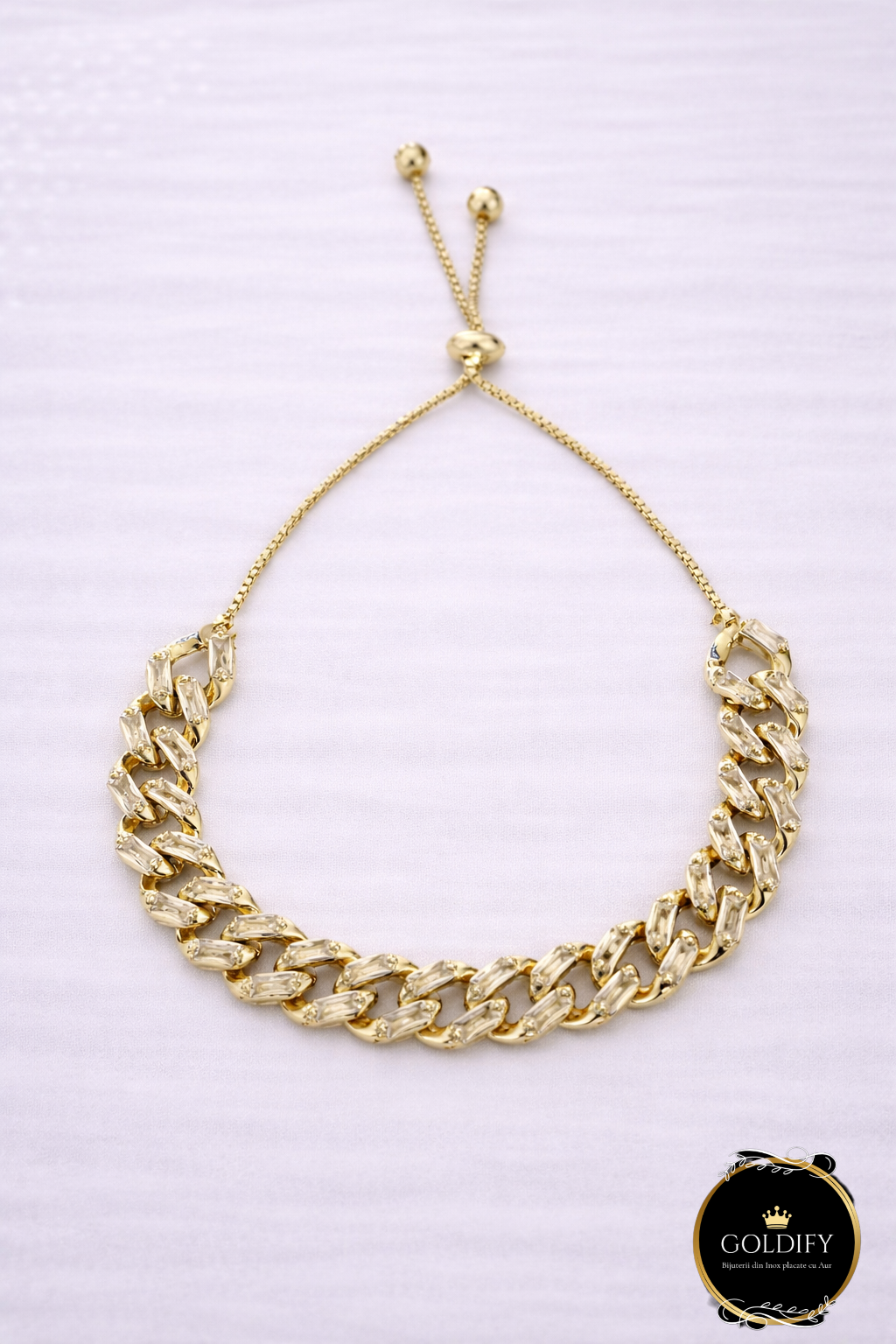 Bratara tip Cuban Inox placata cu Aur - B019